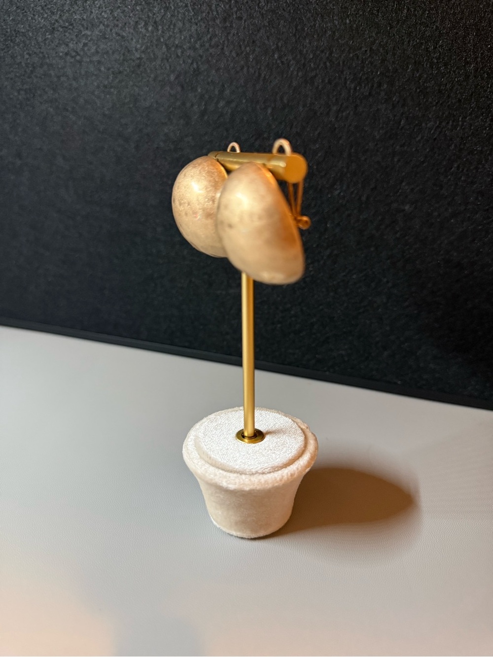 Gold Tone Oversized Dome Statement Clip-On Earrings 🗽 - Picture 2 of 9